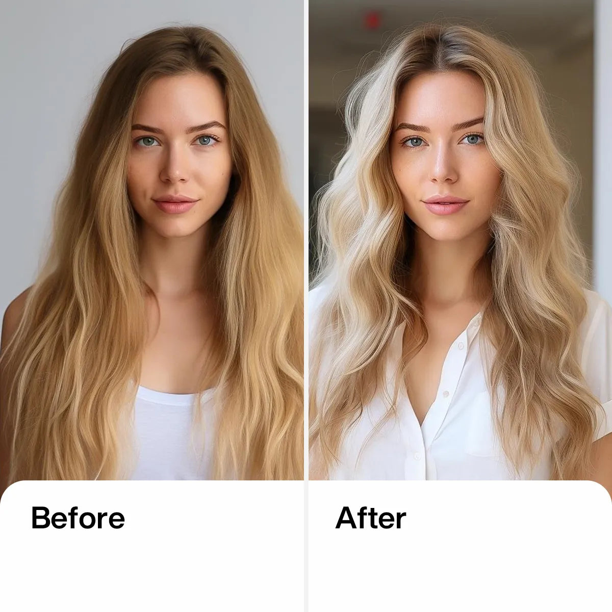 A lady before and after using GK Hair Deep Conditioner