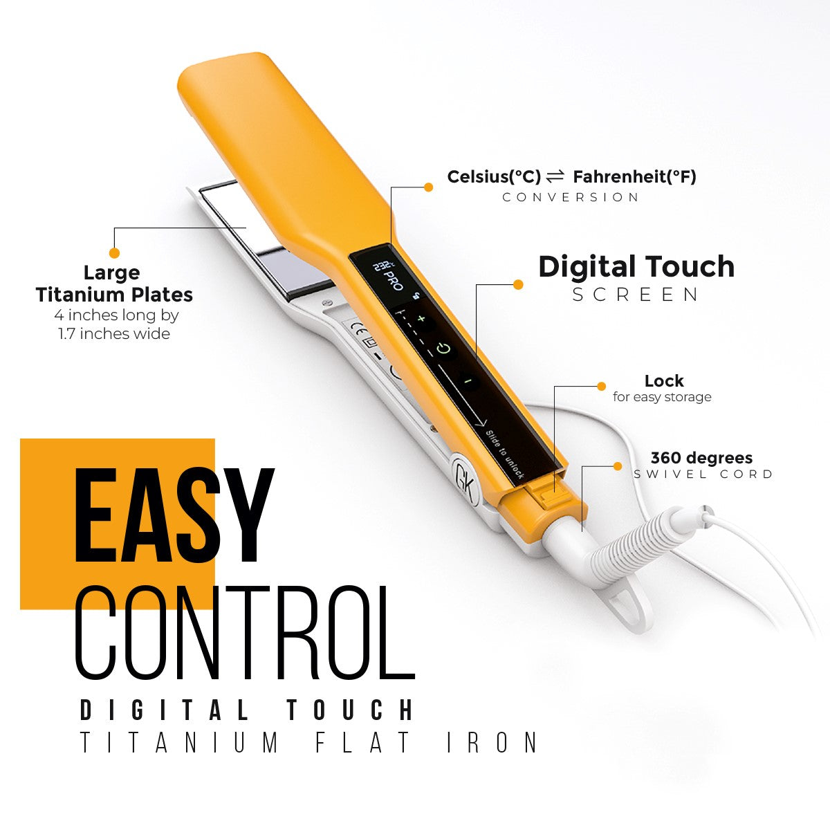 Easy Control Titanium Flat Iron Pro