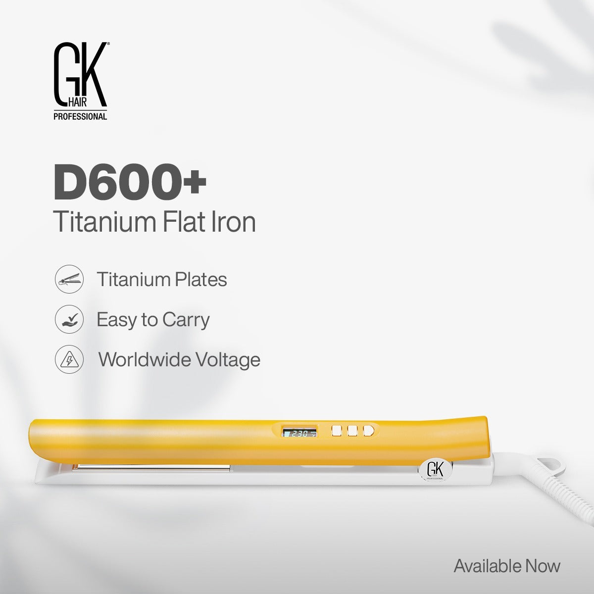 GKhair D600+ Titanium Flat Iron DTS