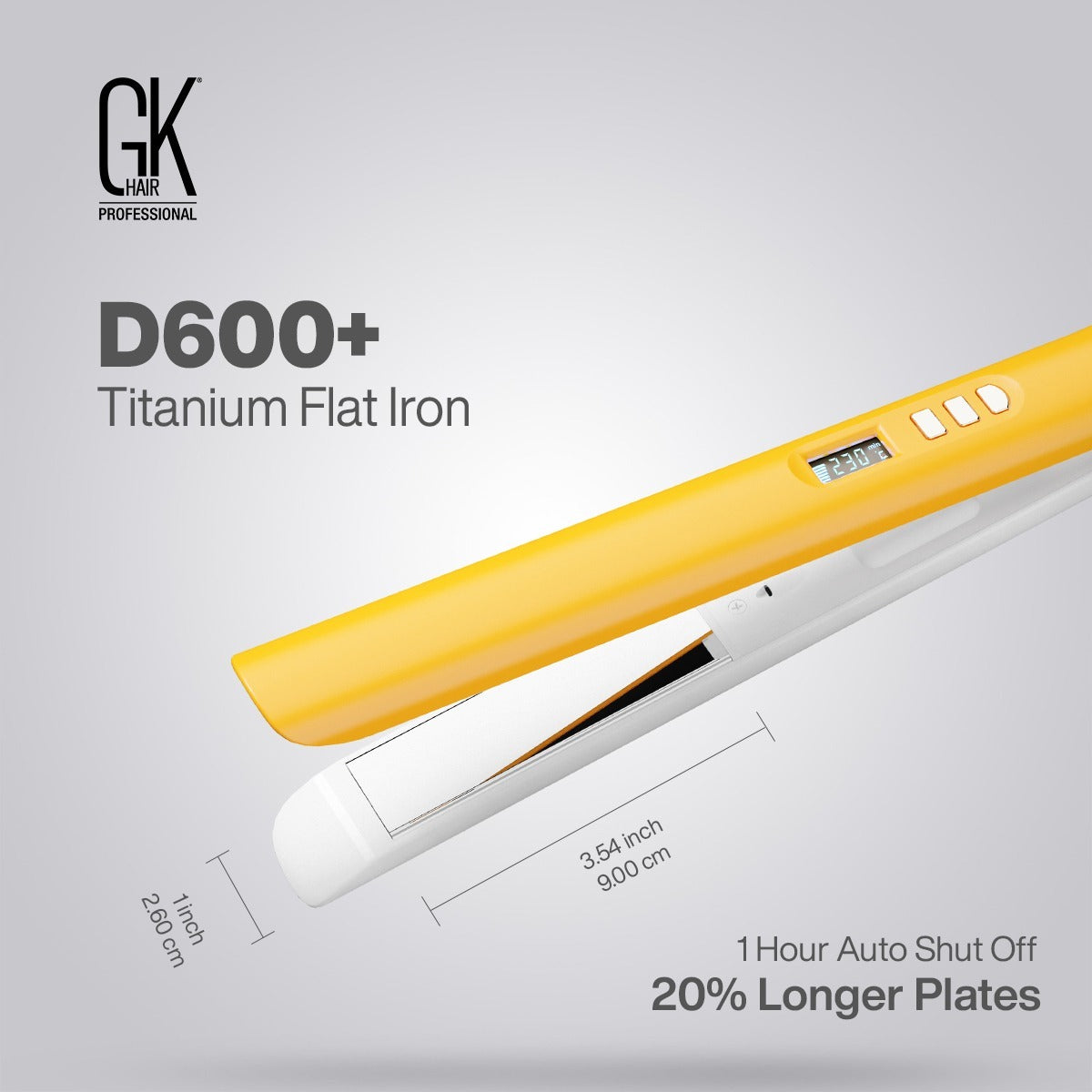 GKhair D600+ Titanium Flat Iron DTS