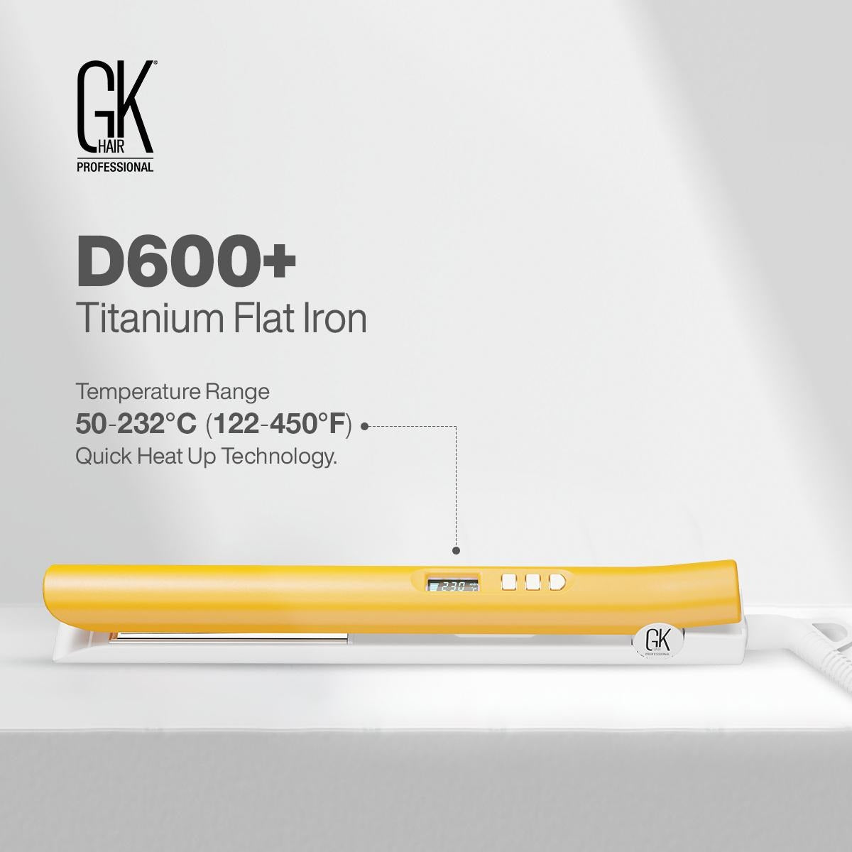 GKhair D600+ Titanium Flat Iron DTS